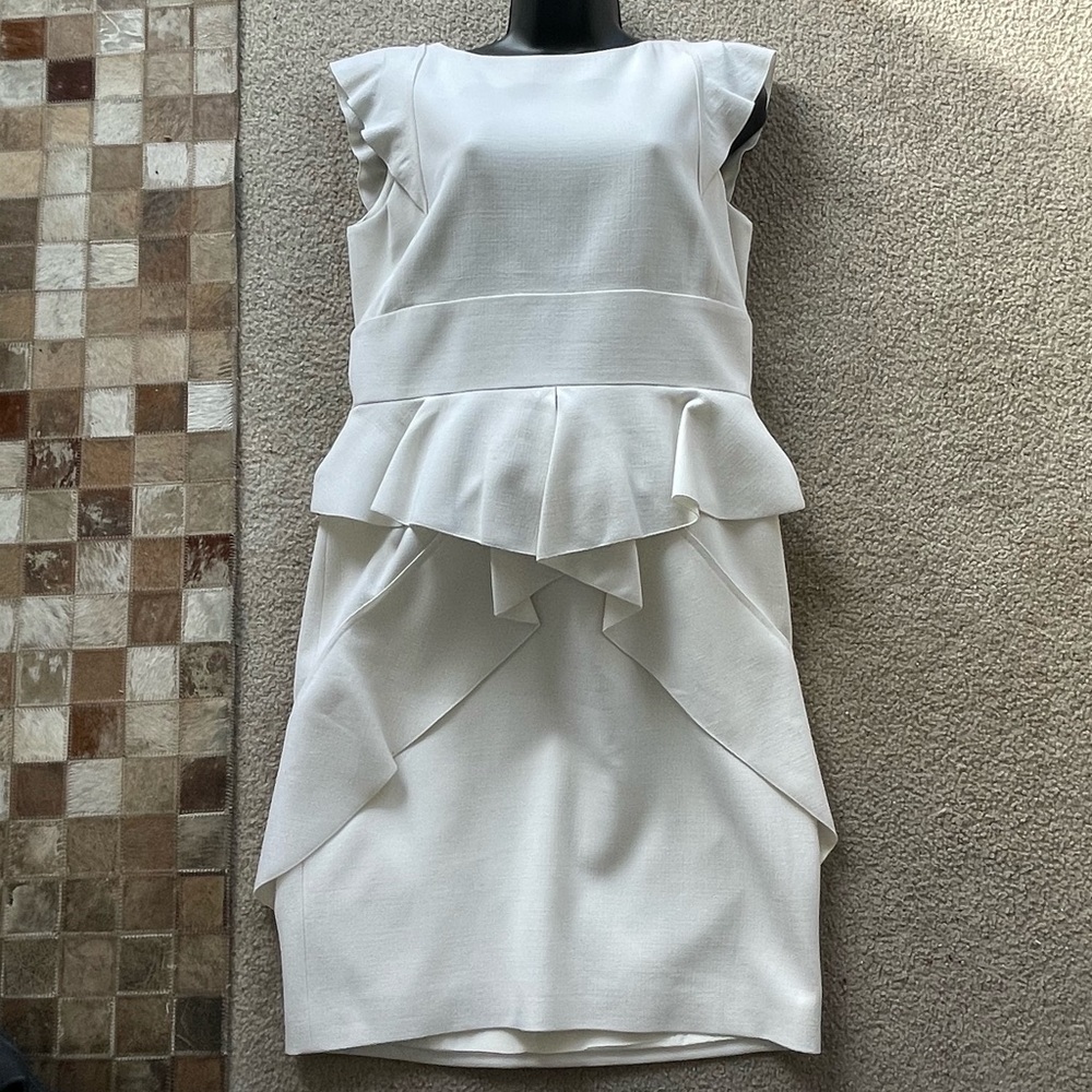 Emilio Pucci White Ruffle Peplum Dress